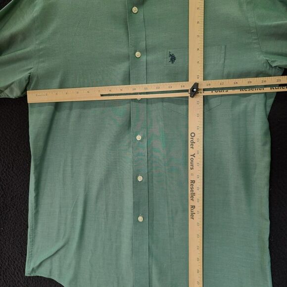 U.S. Polo Assn. Mens Button Up Shirt Green Size Medium Cotton Blend Long Sleeve - Picture 3 of 13